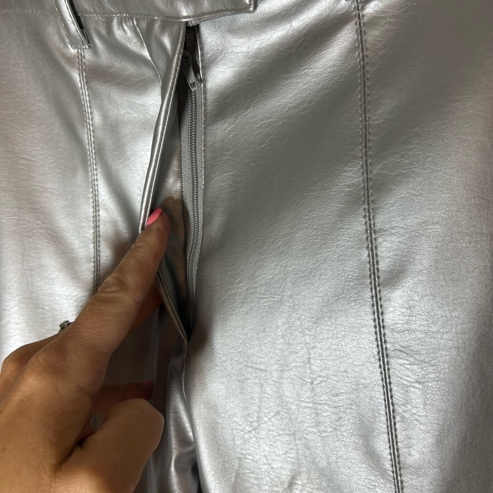 NWOT Y2K Rave4Real Silver Rave Retro Metallic Womens Pants Girl’s Night Out Sz 6 - Picture 3 of 10